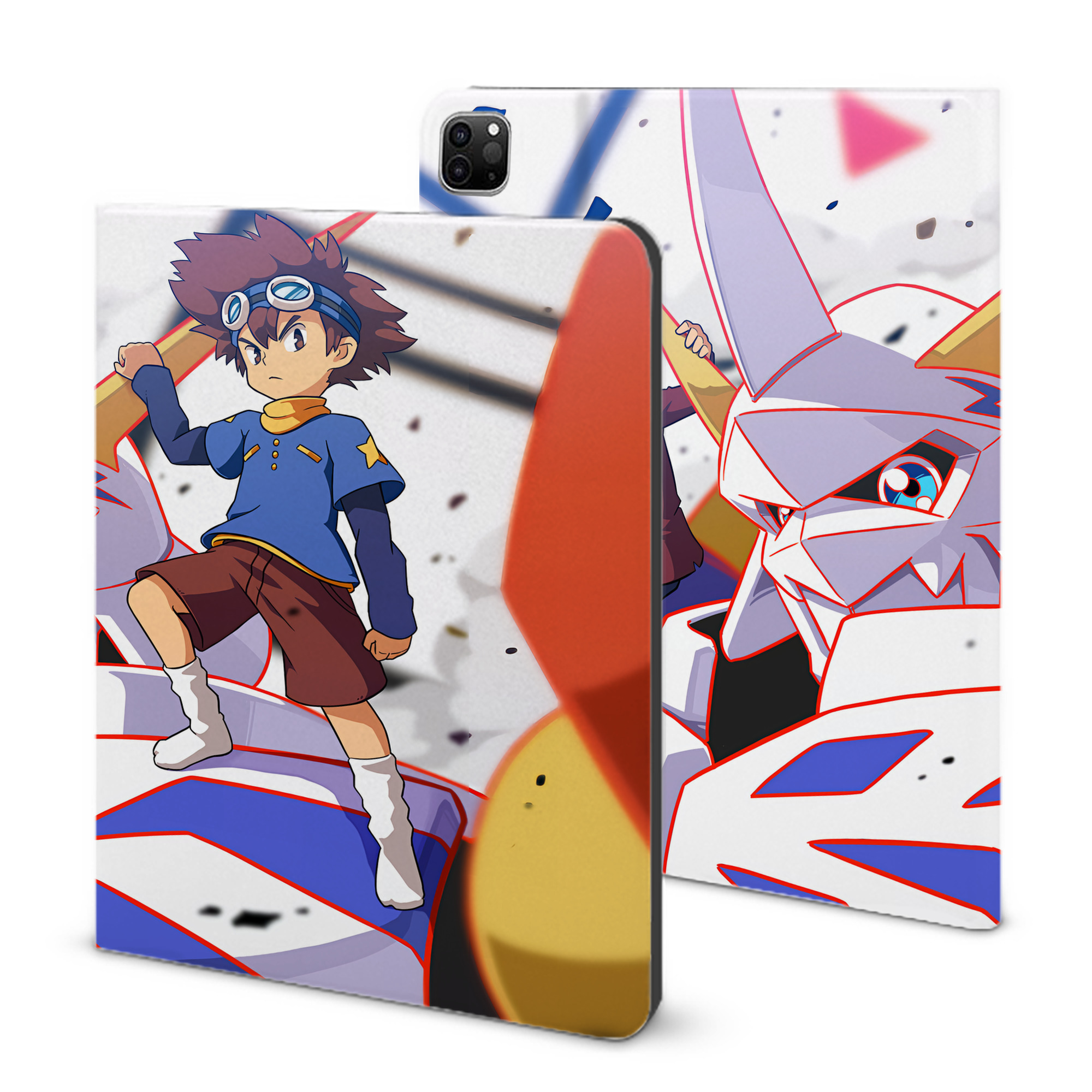 （画像用） Digimon デジタルモンスター/デジモン IPad ケース ブック型 PUレザー TPU 耐衝撃 軽量 薄型 ペン収納なし 全面保護 IPad 各モデル対応
